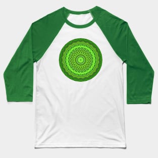 Round Green Heart Chakra Mandala Baseball T-Shirt